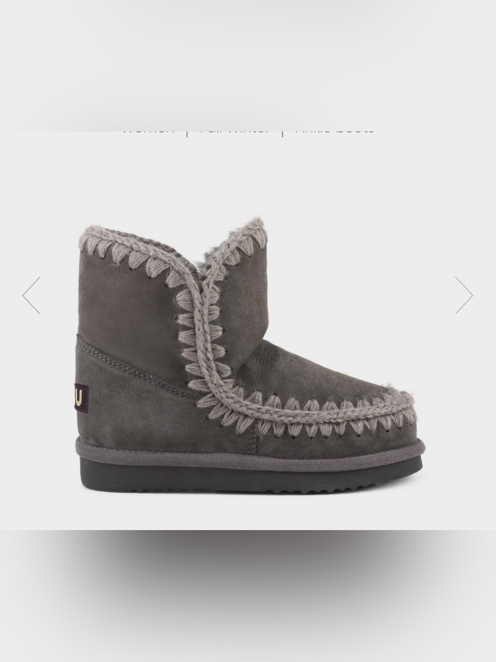 Mou Charcoal Grey Eskimo Inner Wedge Short Bootie